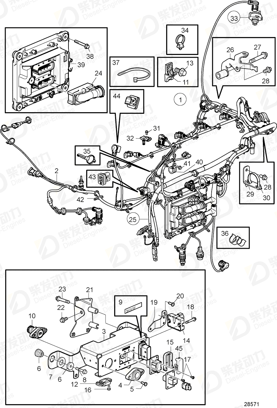 VOLVO Cable harness 22611427 Drawing